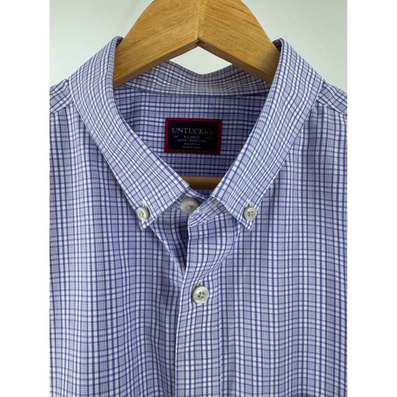UNTUCKit Other - UNTUCKit Button Down Shirt Mens XL Purple Check Slim Fit Cotton Casual